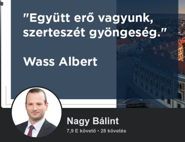 Nagy Bálint fideszes képviselő facebook-os adatlapja